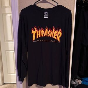Thrasher Flame Logo Black Long Sleeve Tee